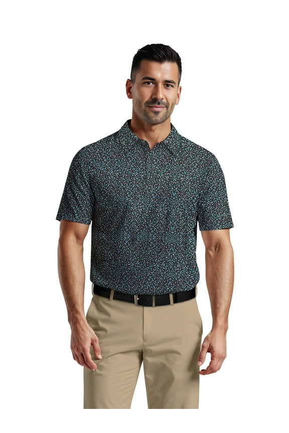 Men's & Big Men's Performance Geometric Confetti Short Sleeve Golf Polo Shirt, Sizes S-5XL