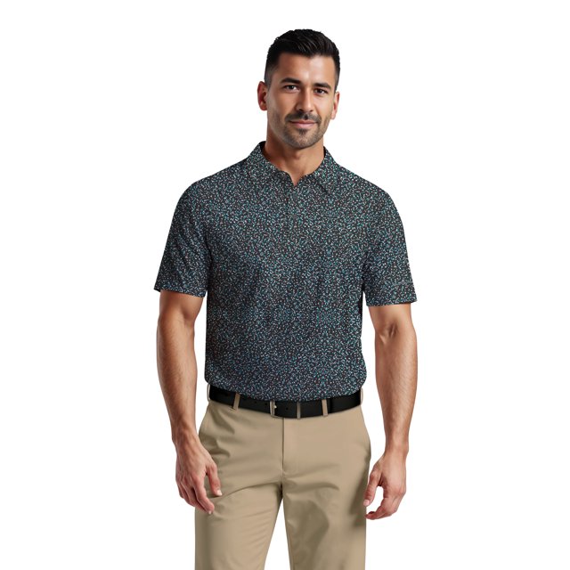 Ben Hogan Men's & Big Men's Performance Geometric Confetti Short Sleeve Golf Polo Shirt, Sizes S-5XL