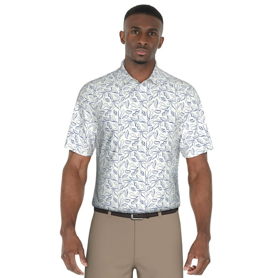 Ben Hogan Men's and Big Men’s Leaf Print Golf Polo Shirt, up to Size 5XL
