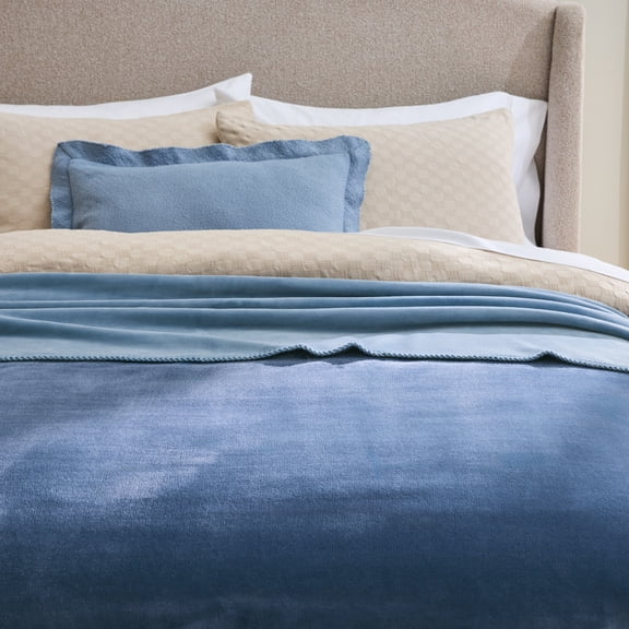 Better Homes & Gardens 2-Tone Bonded Velvet Plush Blanket, King, Blue
