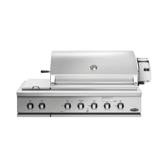 BH148RSL 48 Traditional Built-In Liquid Propane Grill with 3 Stainless Steel Burners 1 Smoker Tray Rotisserie 2 Side Burners 1115 sq. in. Cooking Surface and Drip Pan in Stainless Steel