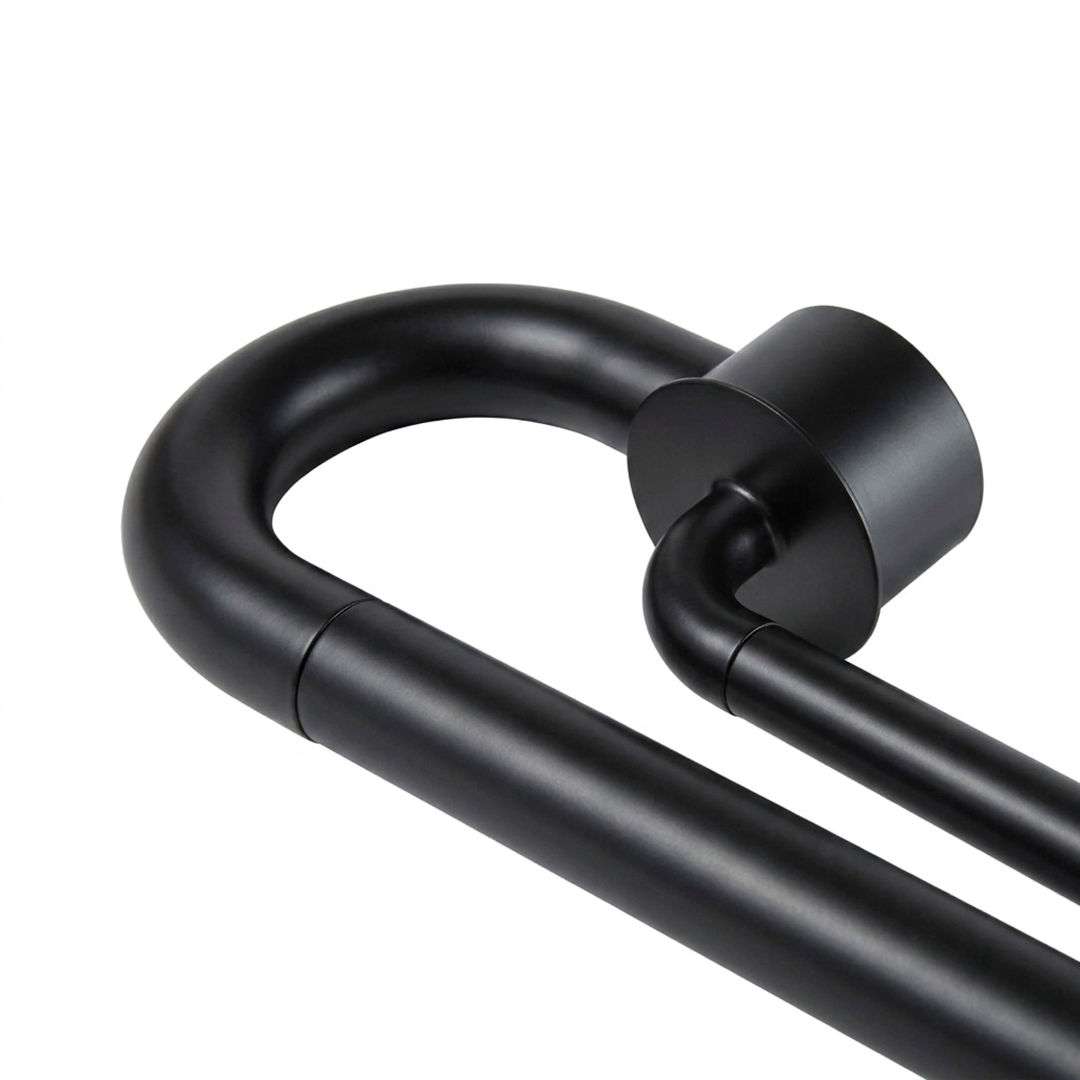 Better Homes & Gardens 1 in Matte Black Swooping Adjustable Double Curtain Rod Set, 32-120 in
