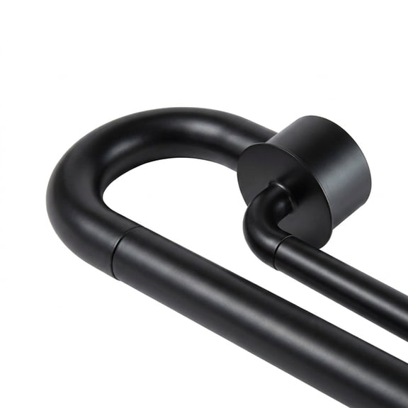 Better Homes & Gardens 1” Matte Black Swooping Adjustable Double Curtain Rod Set, 32-120”