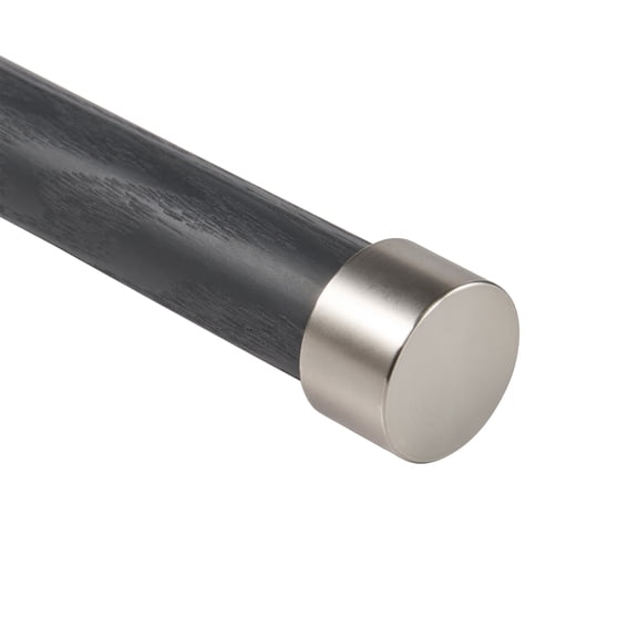 Better Homes & Gardens 1” Charcoal Wood and Satin Nickel Endcap Adjustable Single Curtain Rod, 32-120”
