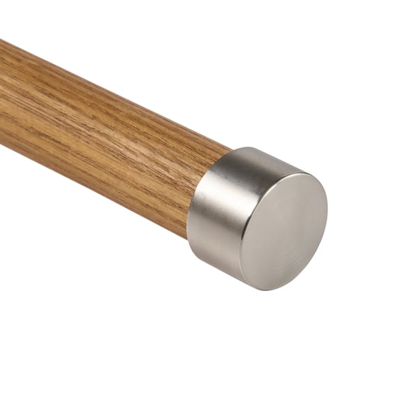 Better Homes & Gardens 1” Light Honey Wood and Satin Nickel Endcap Adjustable Single Curtain Rod, 32-120”