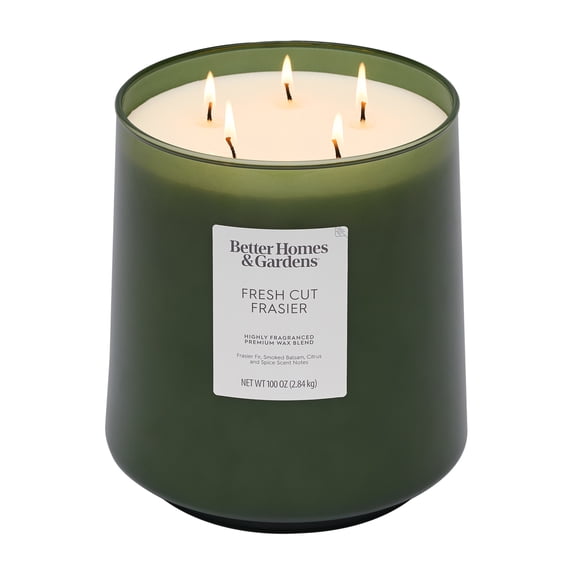 Better Homes & Gardens Fresh Cut Frasier Scented Cotton 5-Wick Glass Jar Candle 100oz.