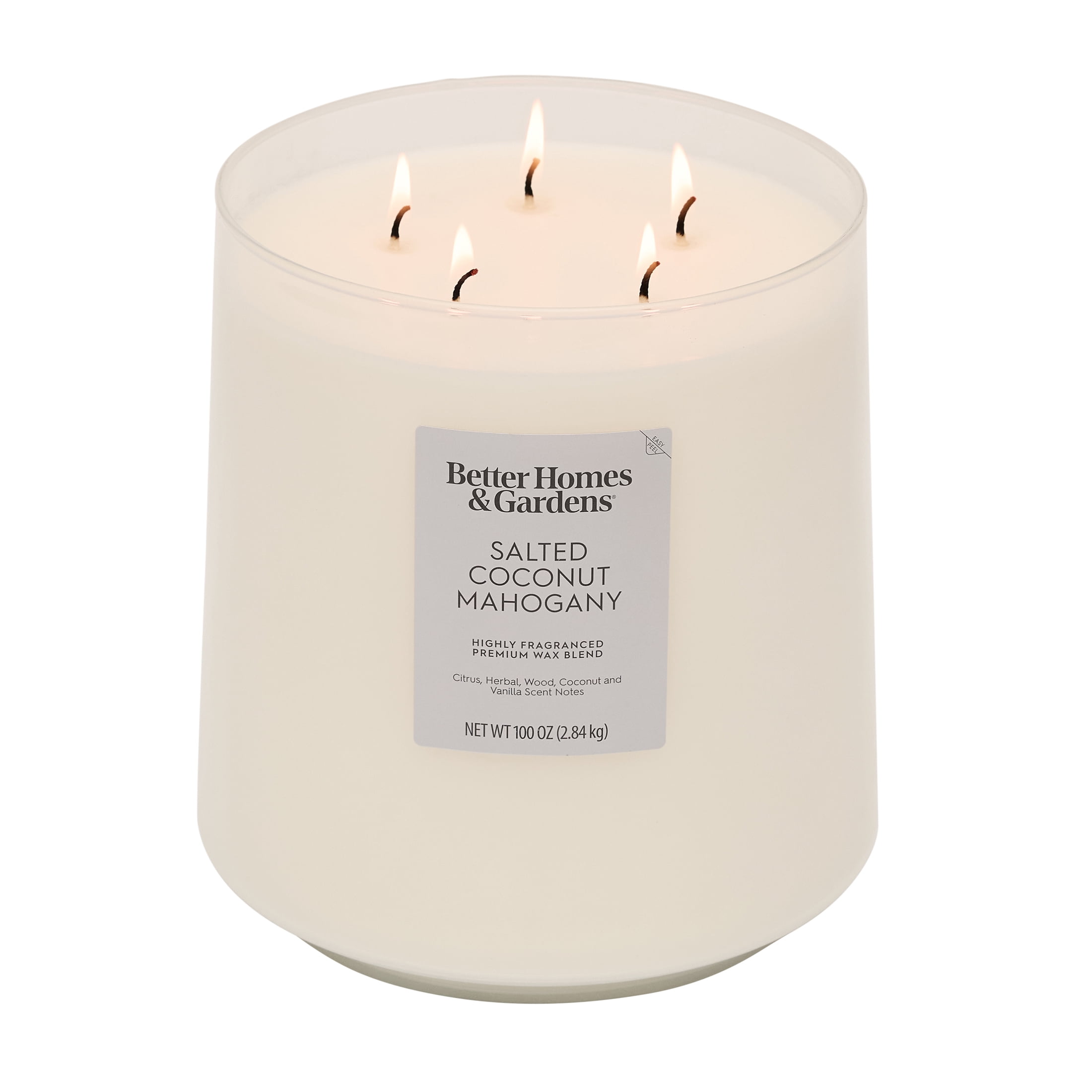 Better Homes & Gardens 5-Wick 100 oz Glass Jar Candle, Salted Coconut Mahogany