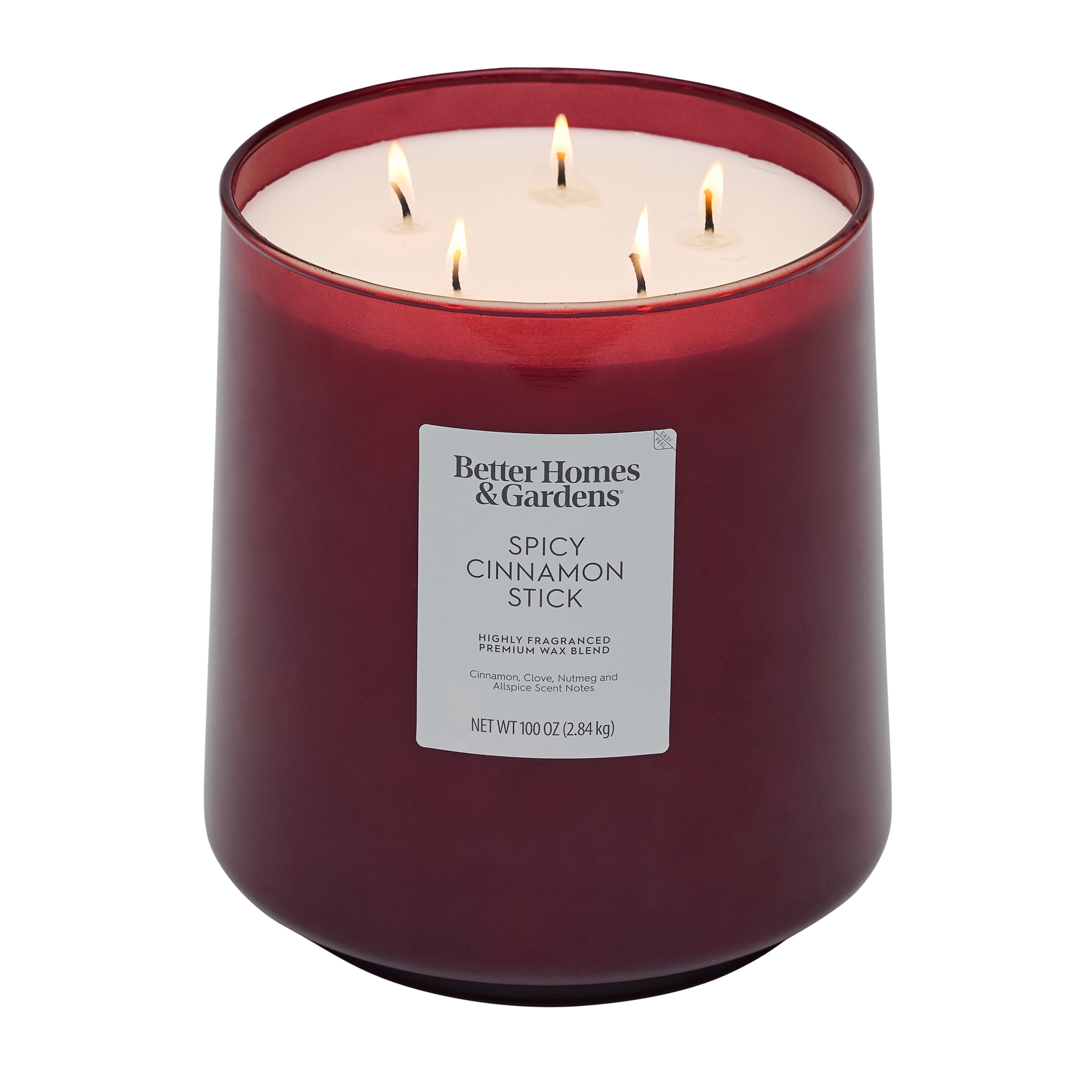 Better Homes & Gardens 5-Wick 100 oz Glass Jar Candle, Spicy Cinnamon Stick