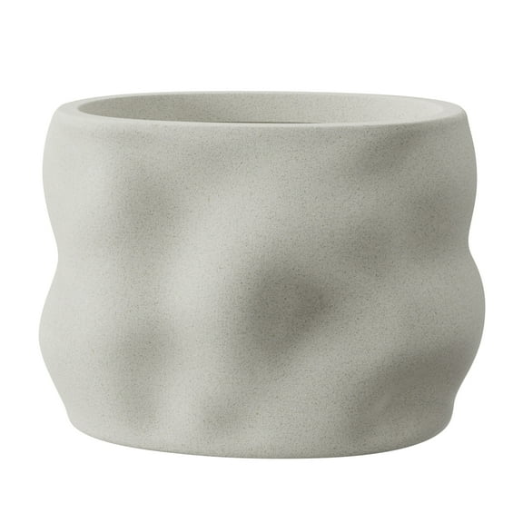 Better Homes & Gardens Mallory 12 inch Resin Planter White, Elegance Design with Drainage Hole