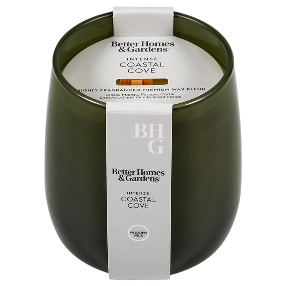 Better Homes & Gardens Intense Coastal Cave Scented Wooden 1-Wick Taper Jar Candle 14.5oz