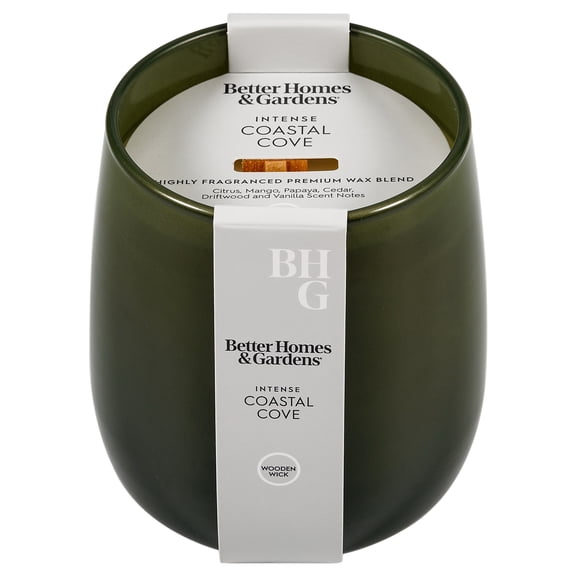 Better Homes & Gardens Intense Coastal Cave Scented Wooden 1-Wick Taper Jar Candle 14.5oz