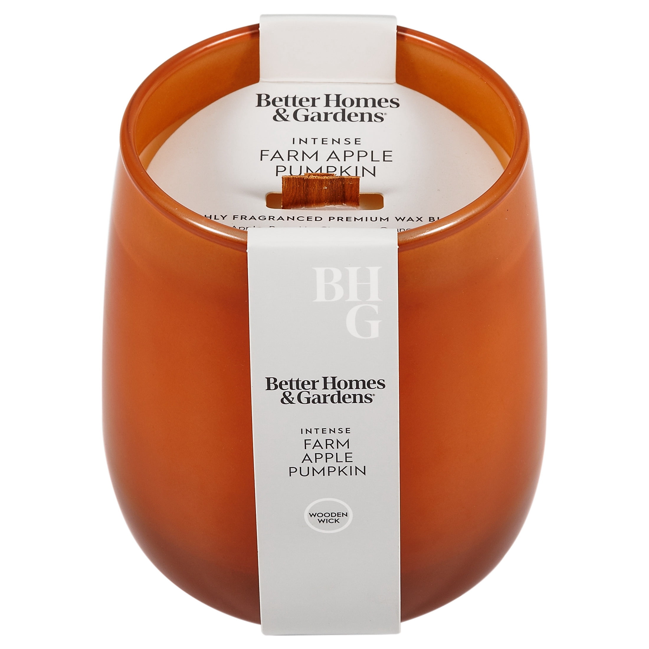 Better Homes & Gardens Intense Farm Apple Pumpkin Scented Wooden Wick Glass Jar Candle 14.5oz - Walmart.com