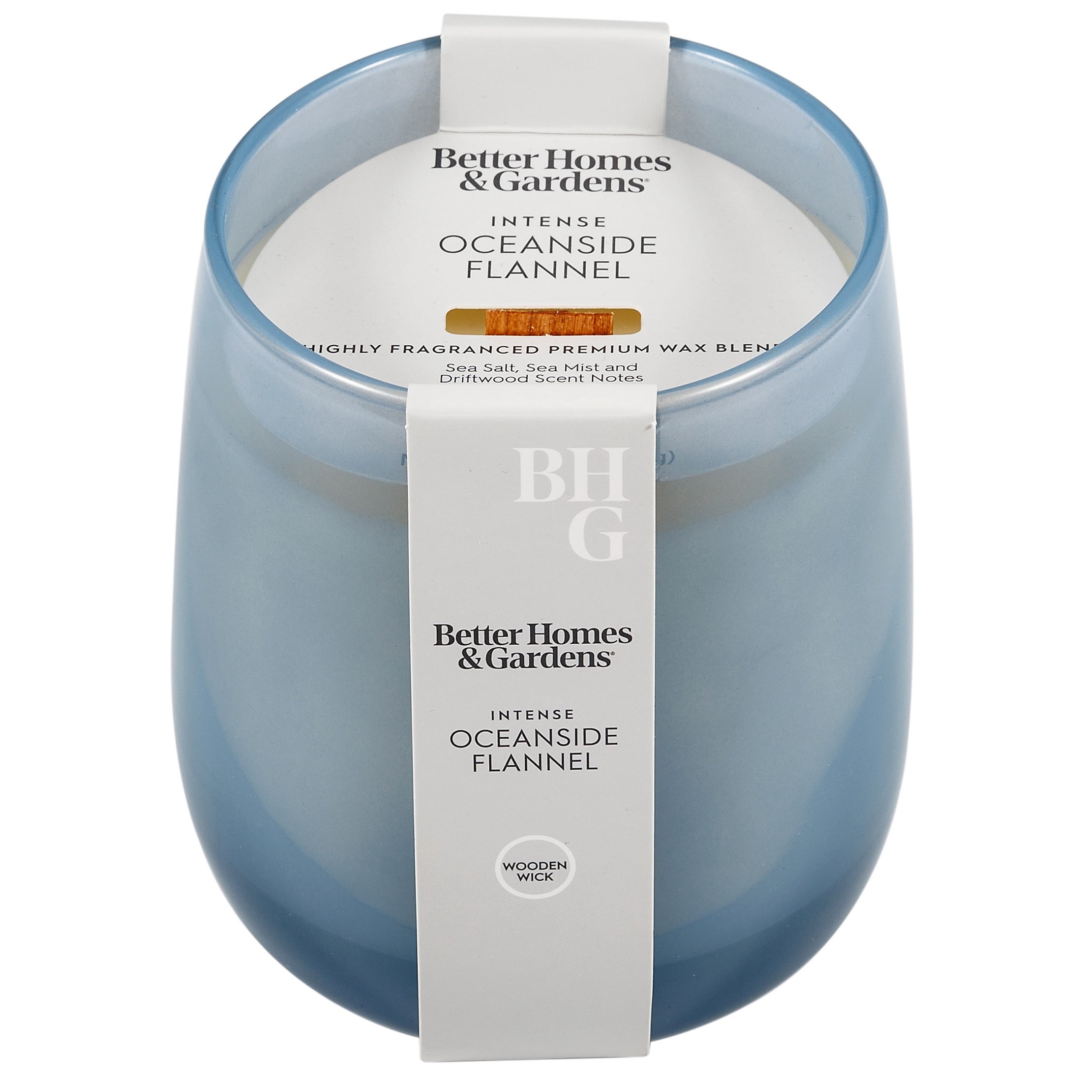 Better Homes & Gardens Oceanside Flannel Scented Glass Jar Candle with 1 Wooden Wick, 14.5 oz
