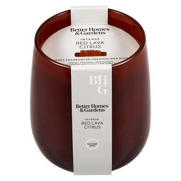 Better Homes & Gardens Intense Red Lava Citrus Scented Wooden Wick Glass Jar Candle 14.5oz