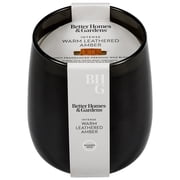 Better Homes & Gardens Warm Leathered Amber Scented Wooden 1-Wick Jar Candle, 14.5 oz