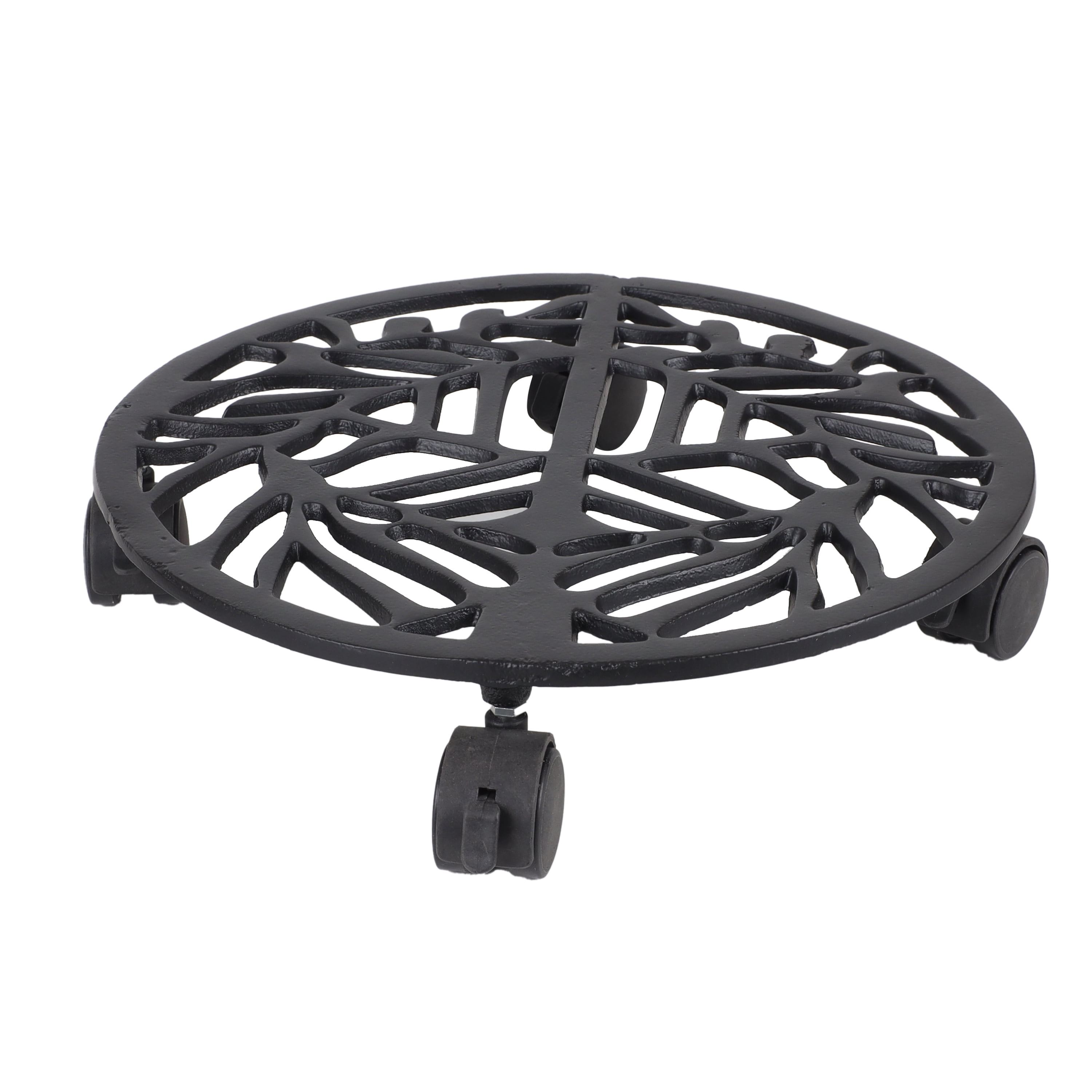 Better Homes & Gardens 14" Black Metal Plant Caddy with Locking Casters