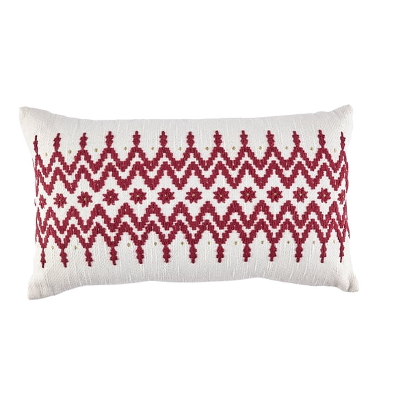 BHG 14 in x 24 in Embroidered Fair Isle Throw Pillow, White