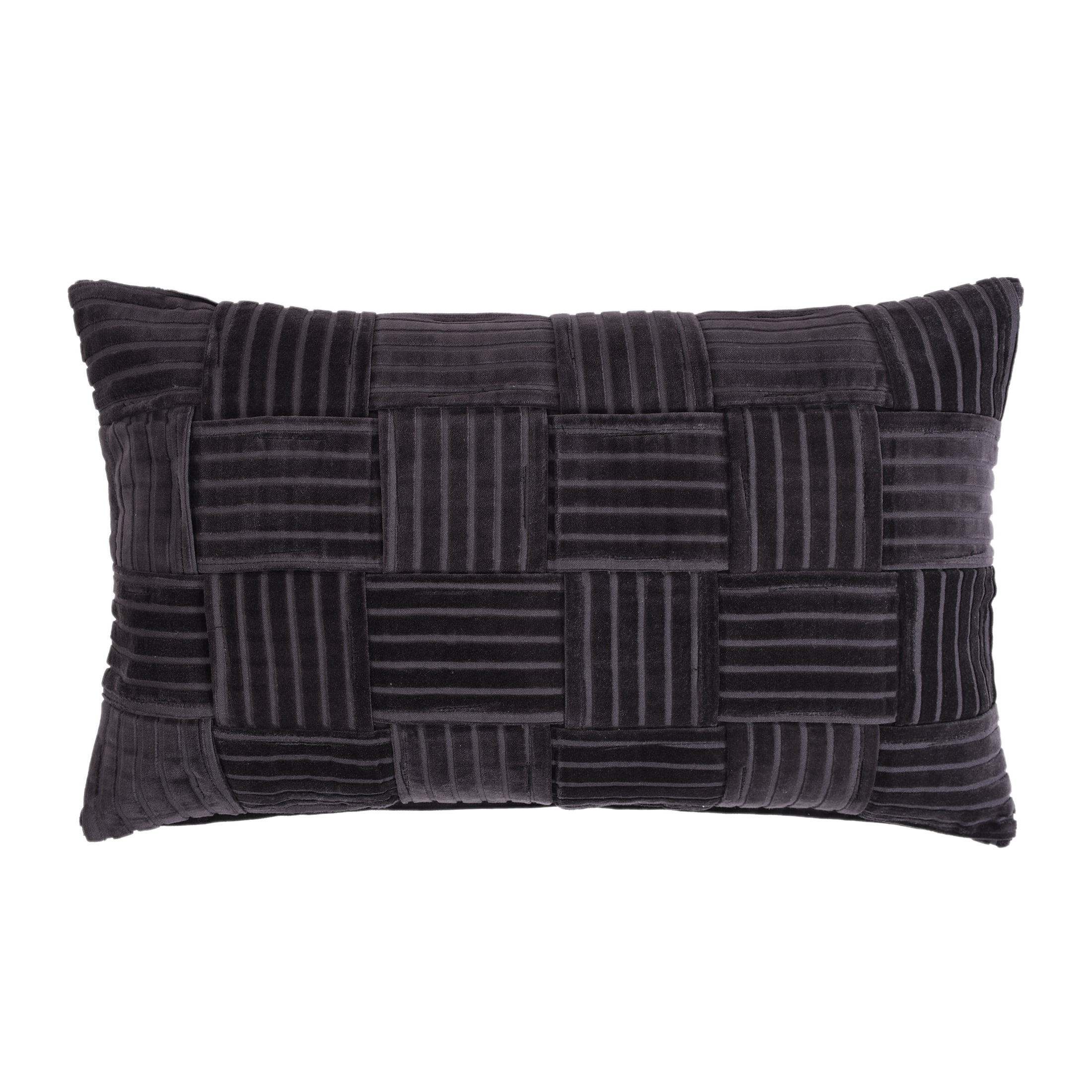 Better Homes & Gardens 14"x24" 2-pack Velvet Woven Throw Pillow Covers, Rich Black