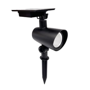 Better Homes & Gardens Taylor Solar Black Cast Metal Color Lock LED Landscape Spotlight, 150 Lumens