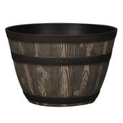 Better Homes & Gardens Whiskey Barrel Brown Resin Planter, 15.8in x 15.8in x 10.3in