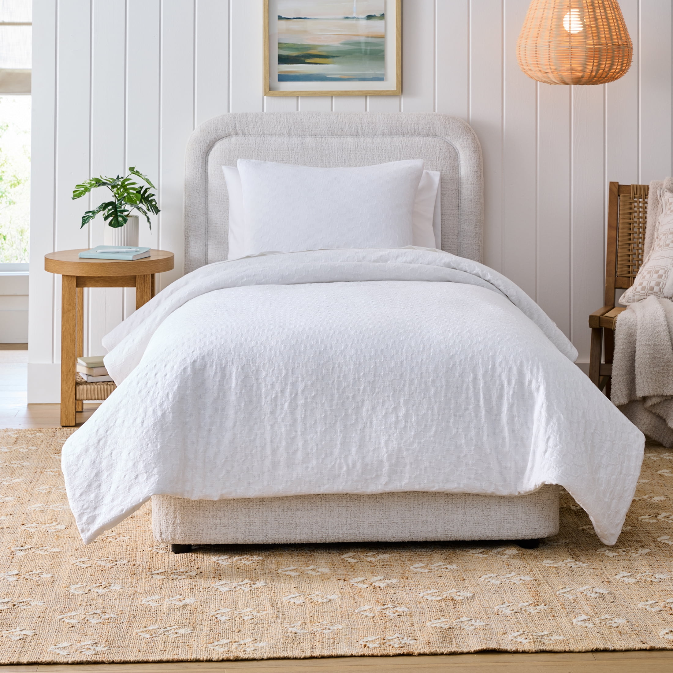 Better Homes & Gardens 2-Piece Arctic White Block Weave Comforter Set, Adult Twin/Twin XL