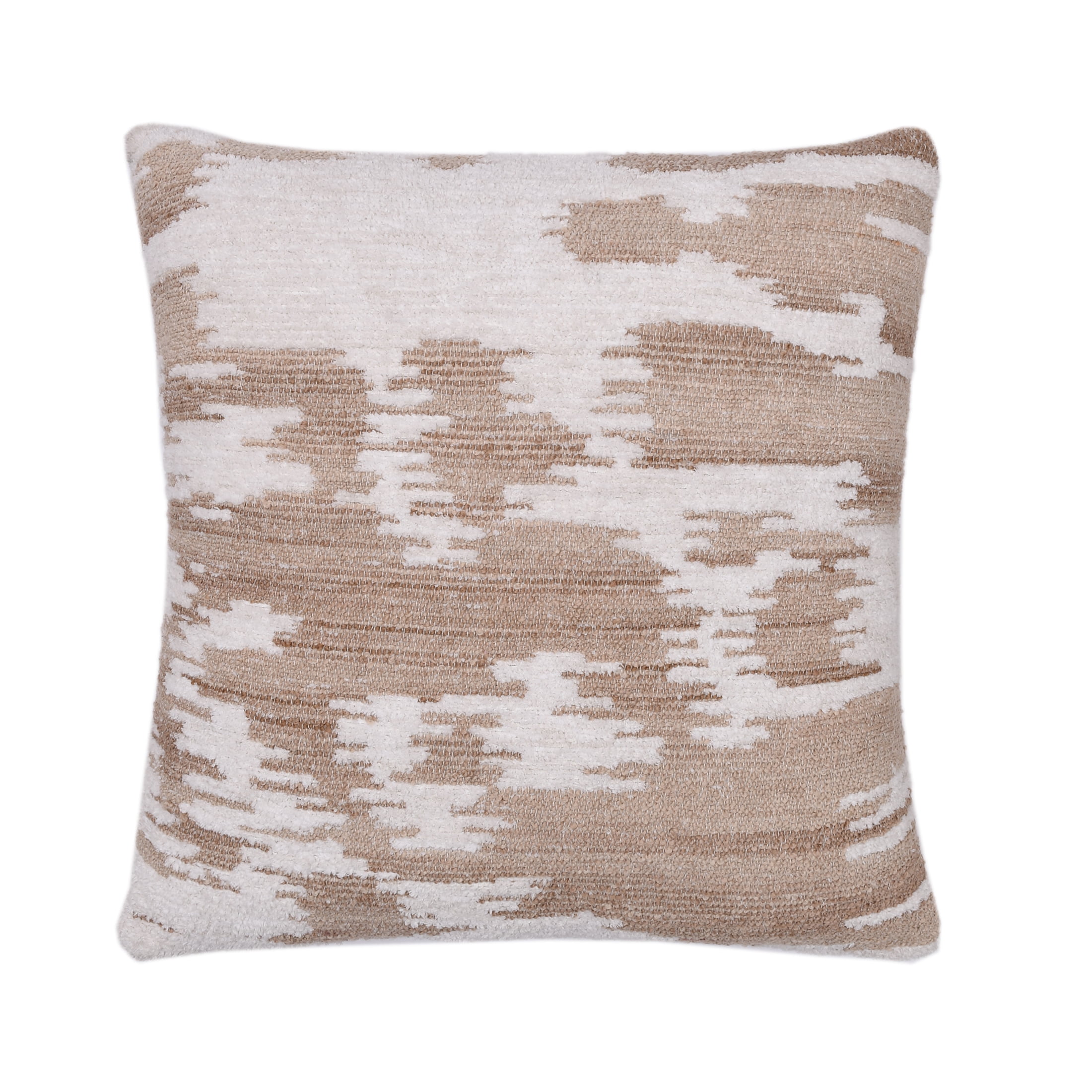 Better Homes & Gardens 20" x 20" Arrin Abstract Ikat Square Throw Pillow Cover, Brown Wool