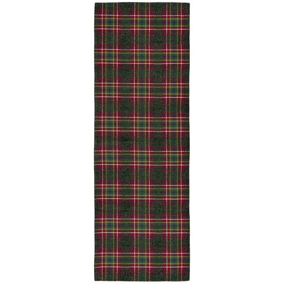 Better Homes & Gardens Green Corin Plaid Washable Indoor Runner Rug, 24"x72"