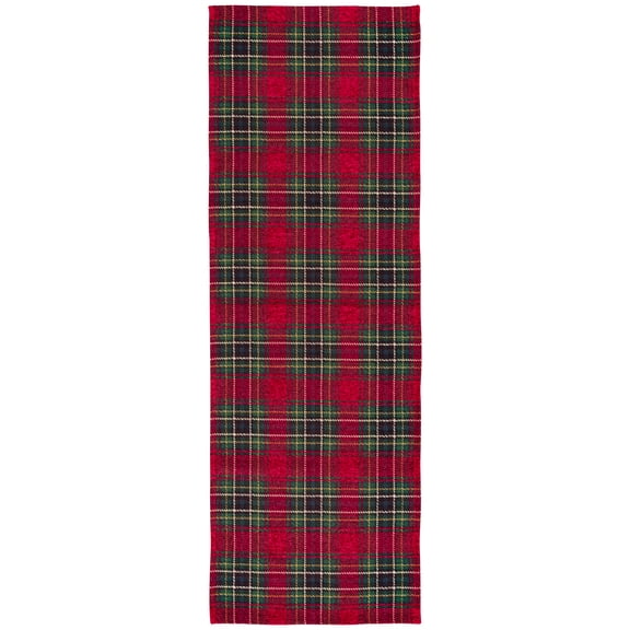 Better Homes & Gardens Red Corin Plaid Washable Indoor Runner Rug, 24"x84"