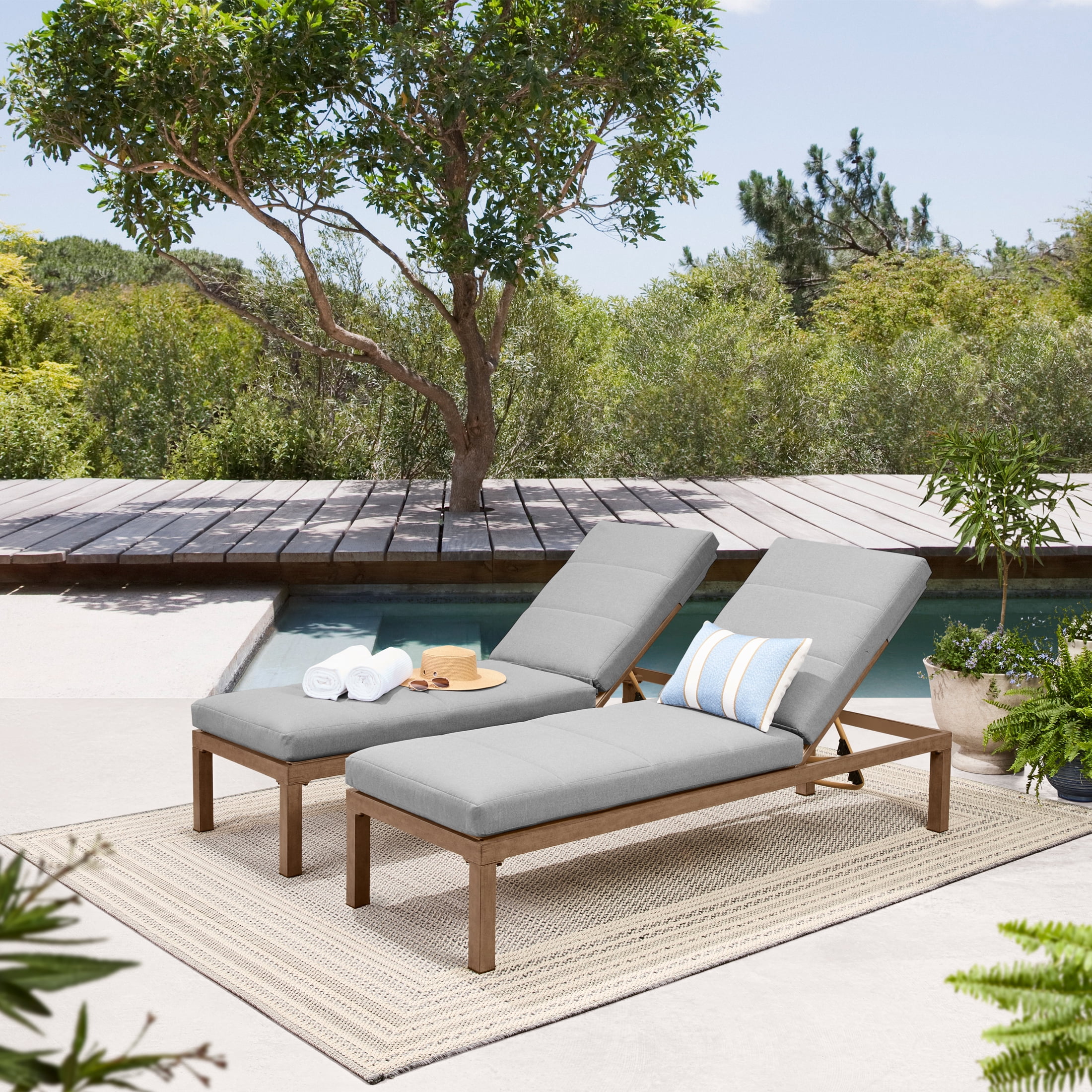 Better Homes & Gardens Marlow Adjustable Chaise Loungers, Grey, 2-Pack
