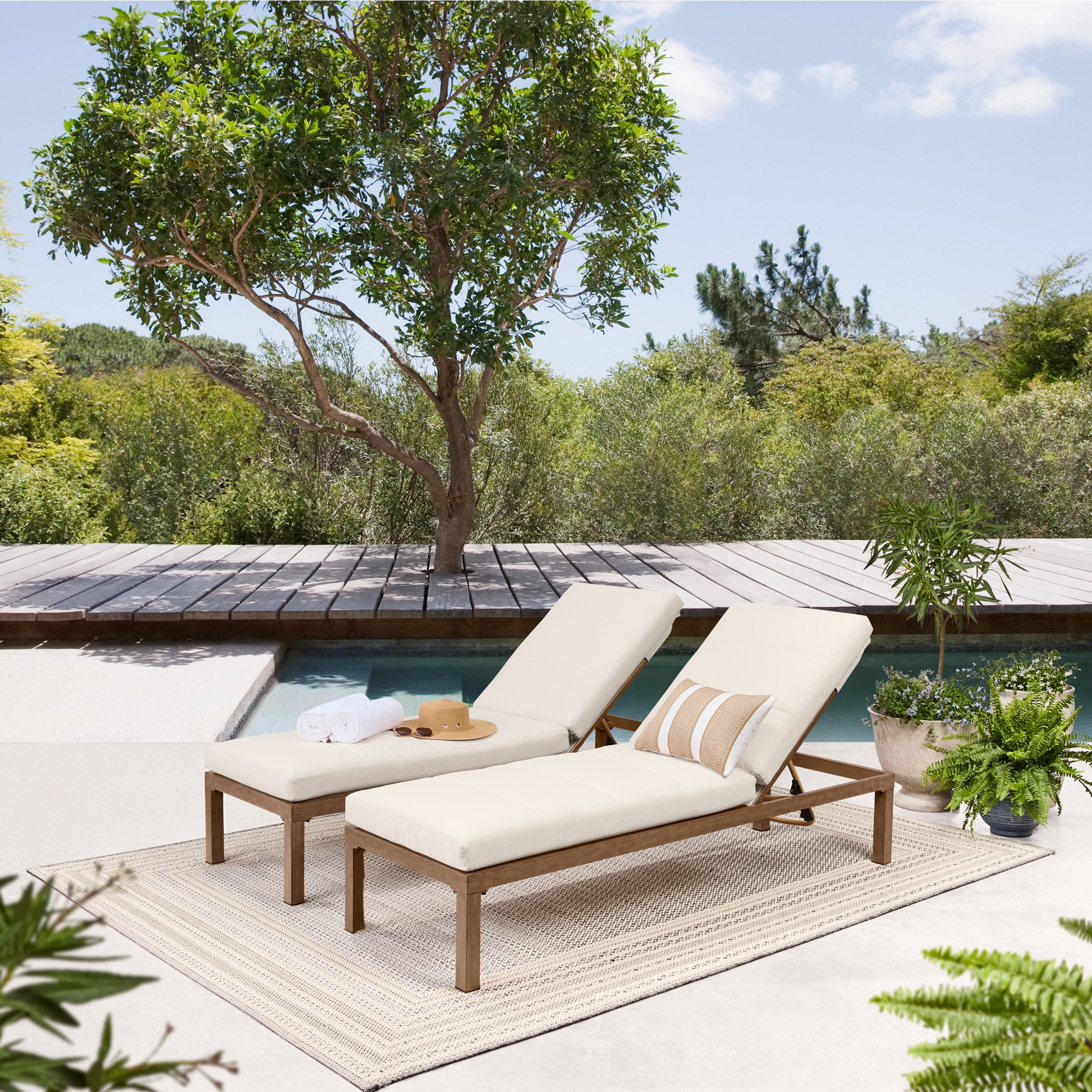 Better Homes & Gardens Marlow Chaise Loungers, Adjustable Back, Creme