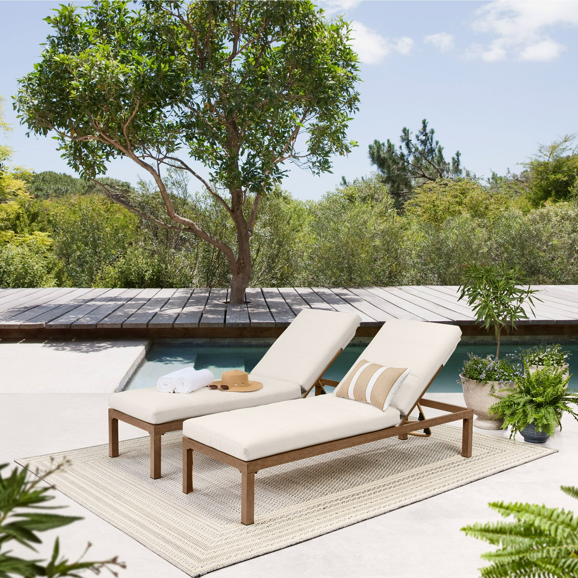 Better Homes & Gardens Marlow Chaise Loungers, Adjustable Back, Creme