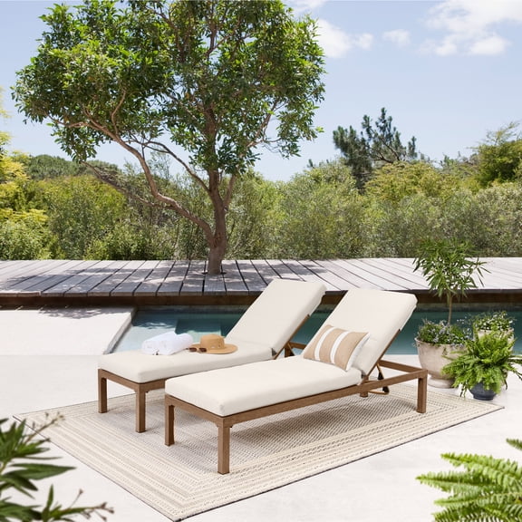 Better Homes and Gardens Marlow Chaise Lounge Chairs, Adjustable Back, Creme