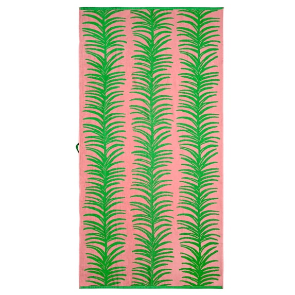 Better Homes & Gardens 2 Pack Cotton Blend Beach Towels, 72 x 38 in, Pink & Green Palm