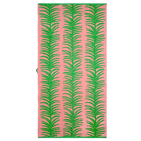 Better Homes & Gardens 2 Pack Cotton Blend Beach Towels, 72 x 38 in, Pink & Green Palm