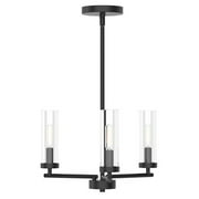 Better Homes & Gardens 16 in Matte Black 3 Light Chandelier with Clear Glass - Contemporary Style
