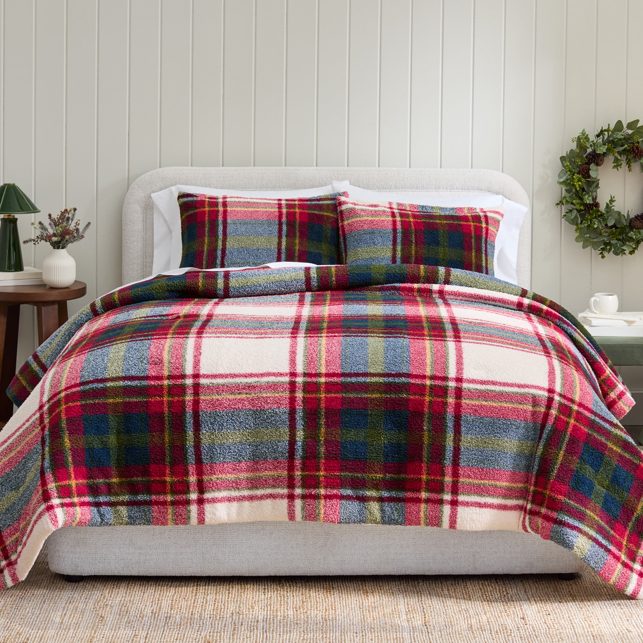 Better Homes & Gardens King 3-Piece Comforter Set, All-Season, Holiday Plaid Cozy Knit