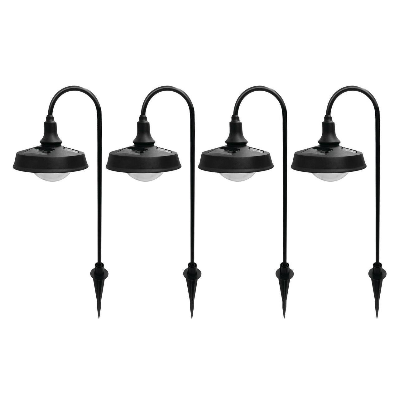 Better Homes & Gardens Corbyn Solar Powered Matte Black Metal Landscape LED Pathway Downlight, 20 Lumens, 4 Pack