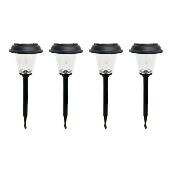 Better Homes & Gardens Elijah Solar Powered Black Landscape Filament LED Pathway Light, 20 Lumens, 4 pack