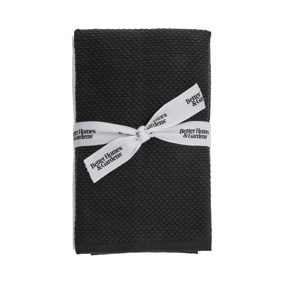 Better Homes & Gardens 4pk Barmop Set, 16"x19", Rich Black