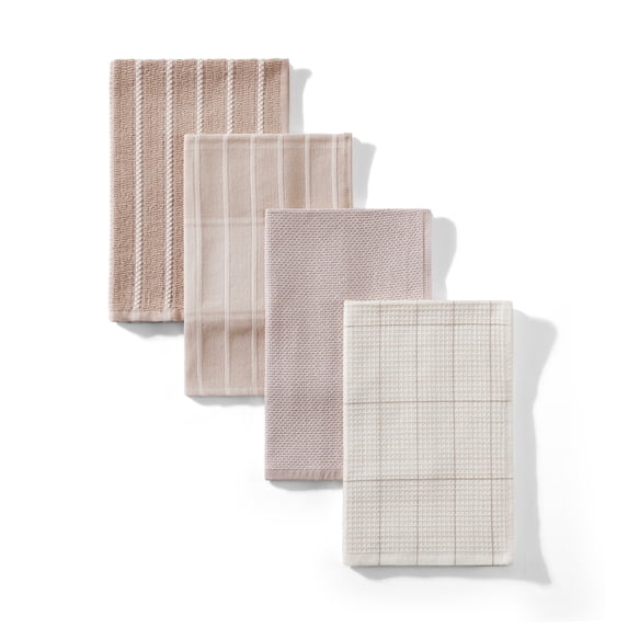 Better Homes & Gardens Kitchen Towel 4 Pack Oversized Latte Swirl Set