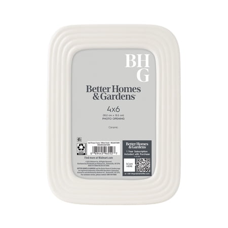Better Homes & Gardens – 4x6 Picture Frame – White Ceramic Ribbed Tabletop Photo Frame