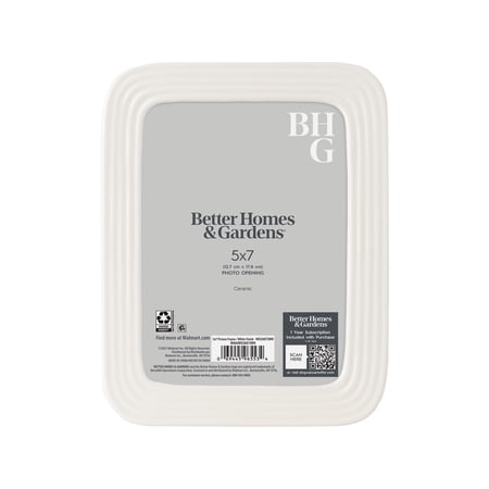 Better Homes & Gardens – 5x7 Picture Frame – White Ceramic Ribbed Tabletop Photo Frame
