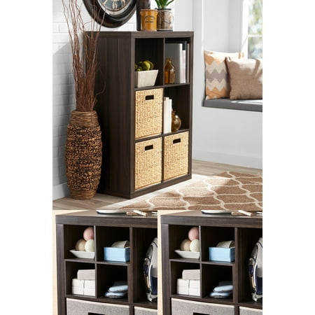 Better Homes & Gardens 6 Cube with 2 Better Homes & Gardens Quad Cube Inserts, Tobacco Oak