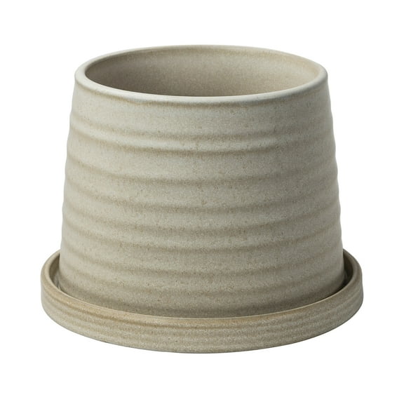 Better Homes & Gardens 7" x 7" x 5" Round White Ceramic Sabrina Plant Planter