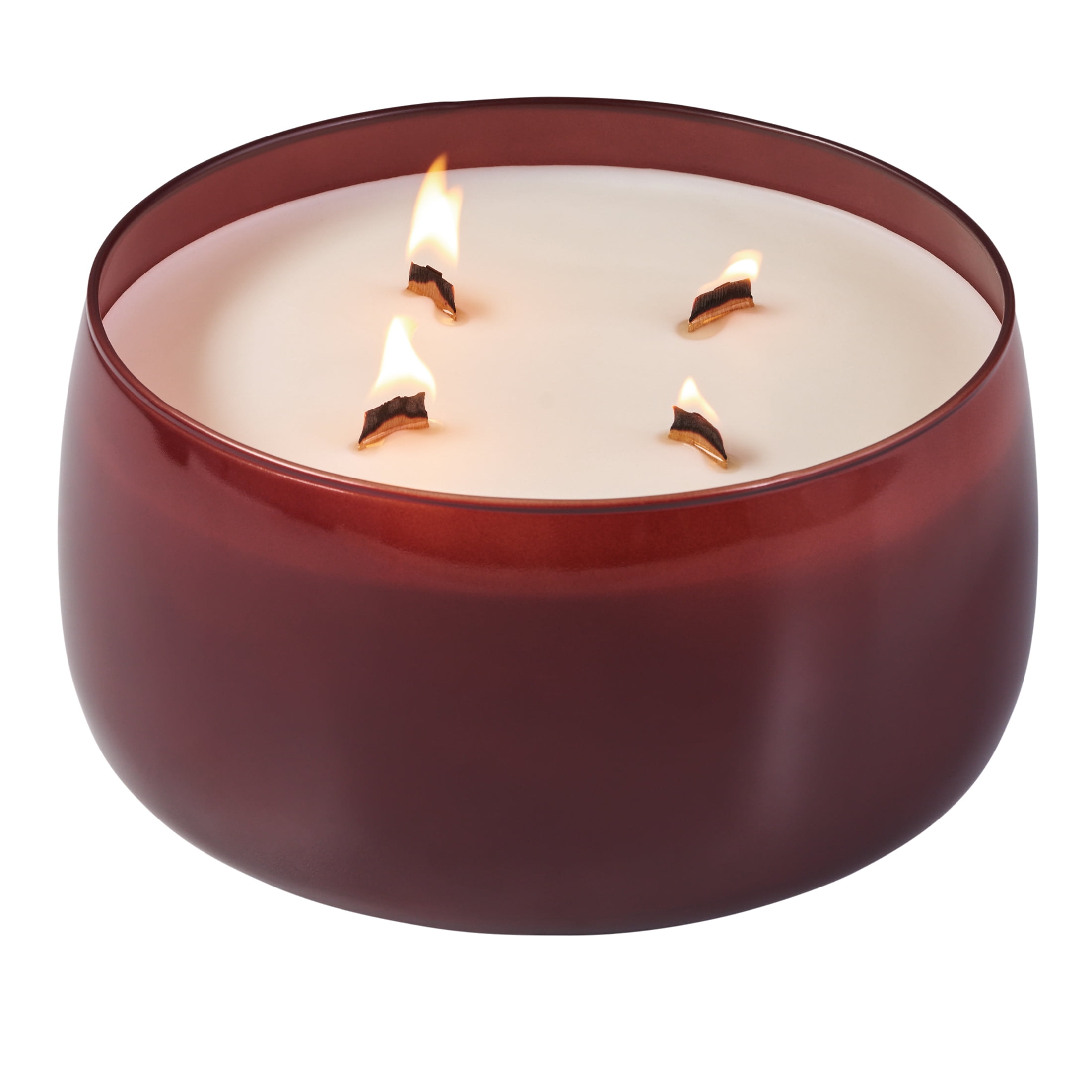 Better Homes & Gardens Intense Red Lava Citrus Scented Wooden 4-Wick Glass Scented Jar Candle 60oz.