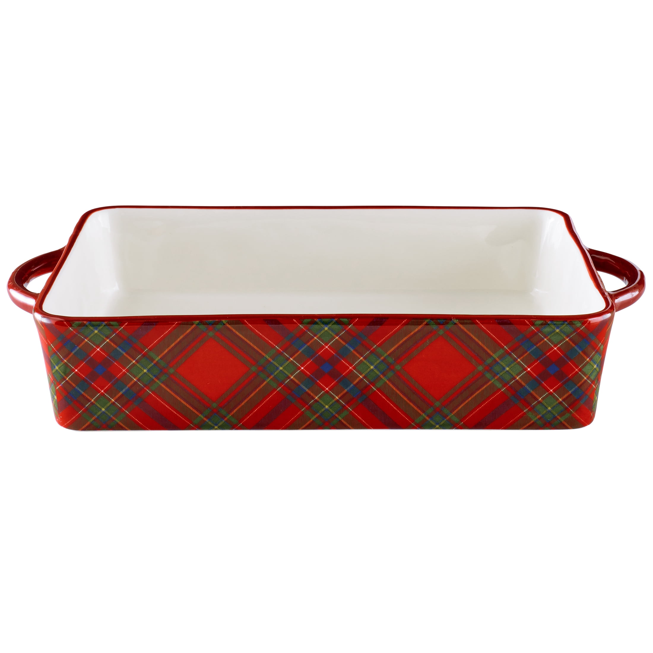 Better Homes & Gardens Holiday Plaid Stoneware Rectangular Baking Dish, 7" x 11"
