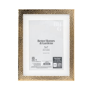 Better Homes & Gardens Gold Hammered Metal Picture Frame, Matted 5 x 7 or 7 x 9, Tabletop
