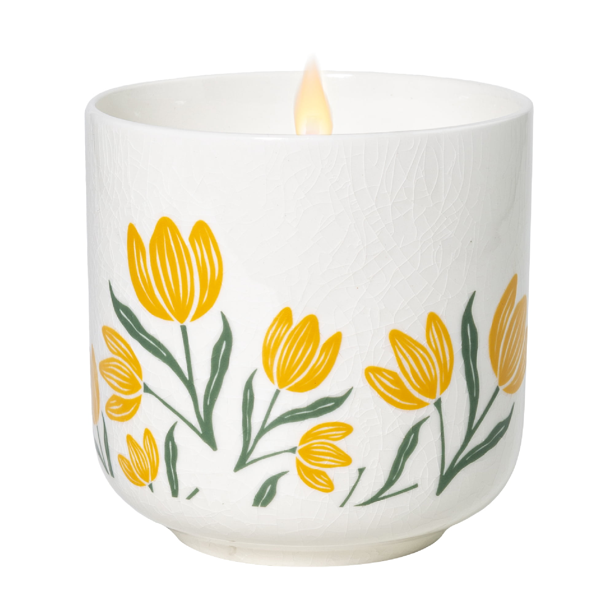 Better Homes and Gardens Fluted Jar Candle, Salted Coconut Mahogany, Yellow Flower Toss, 8 oz