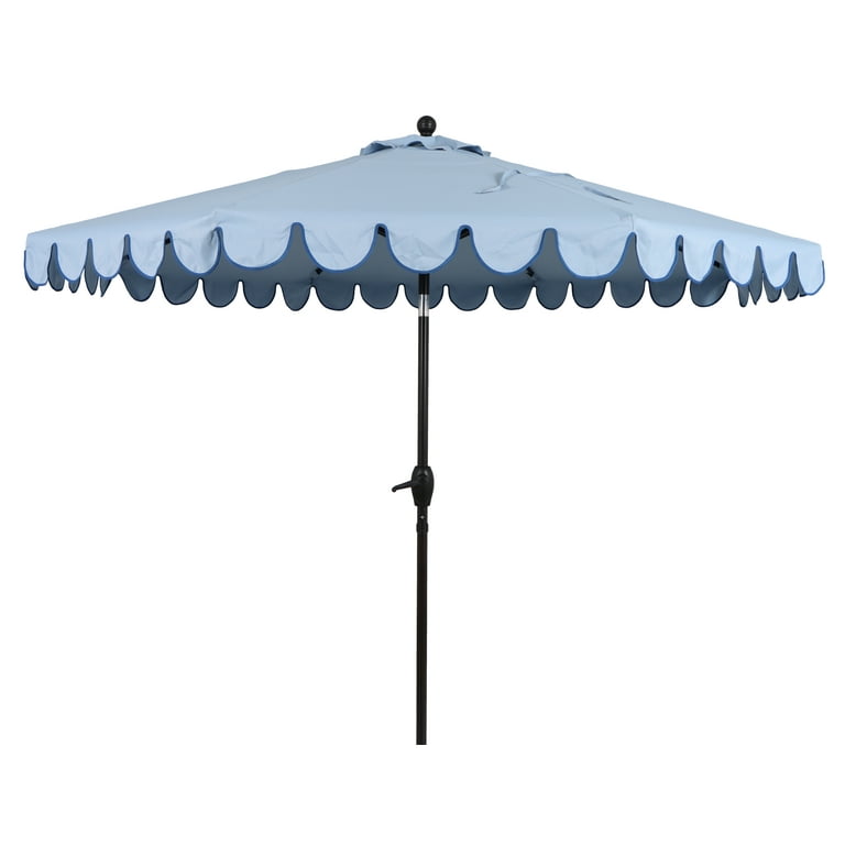 bhg patio umbrellas Better Homes & Gardens Outdoor 9 Foot Blue Scallop Premium Crank Lift and 3  Position Tilt Market Patio Umbrella