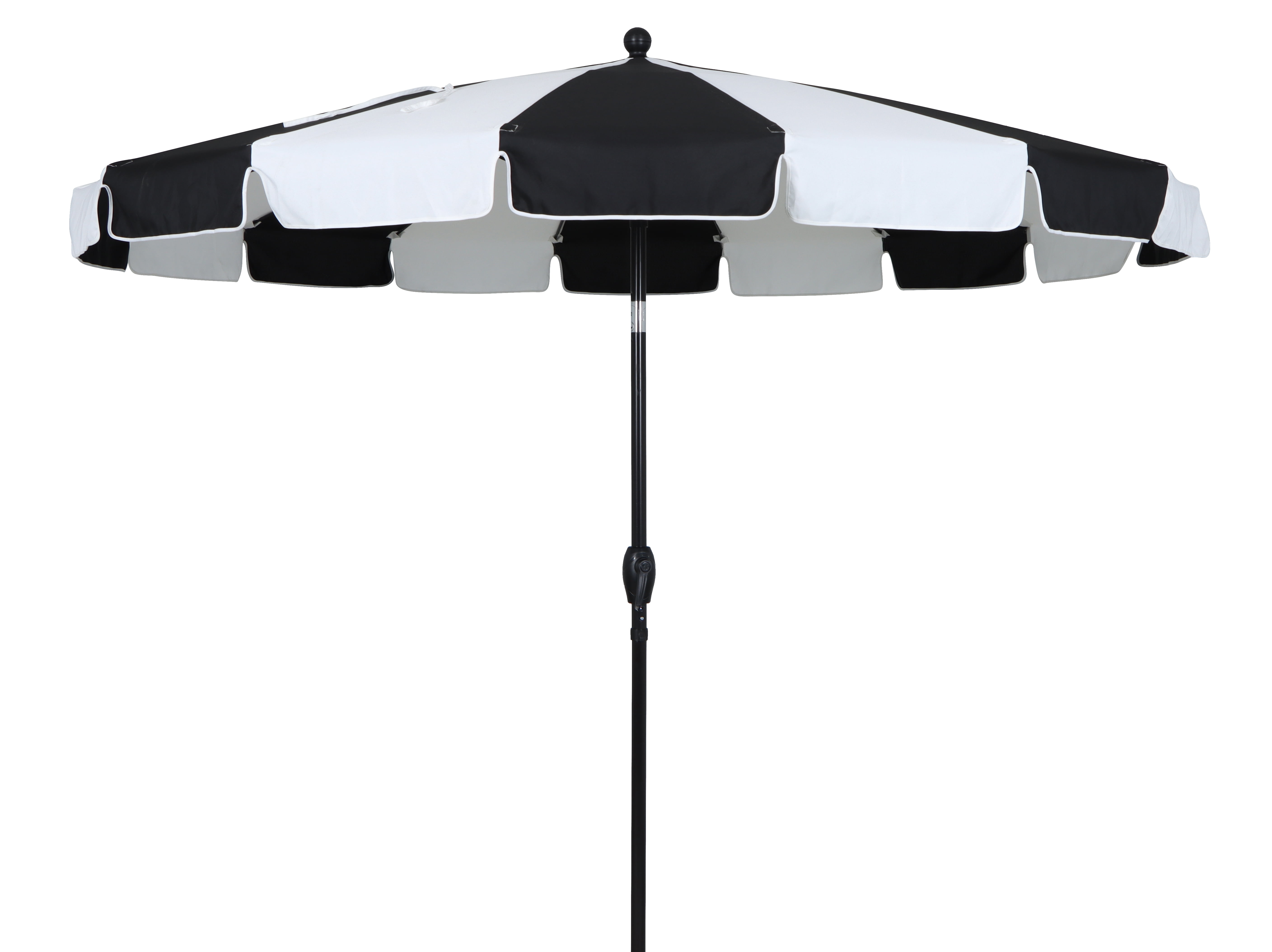 Better Homes & Gardens Premium 9' B&W Market Umbrella, Fiberglass Ribs, Crank Lift, 3-Angle Tilt